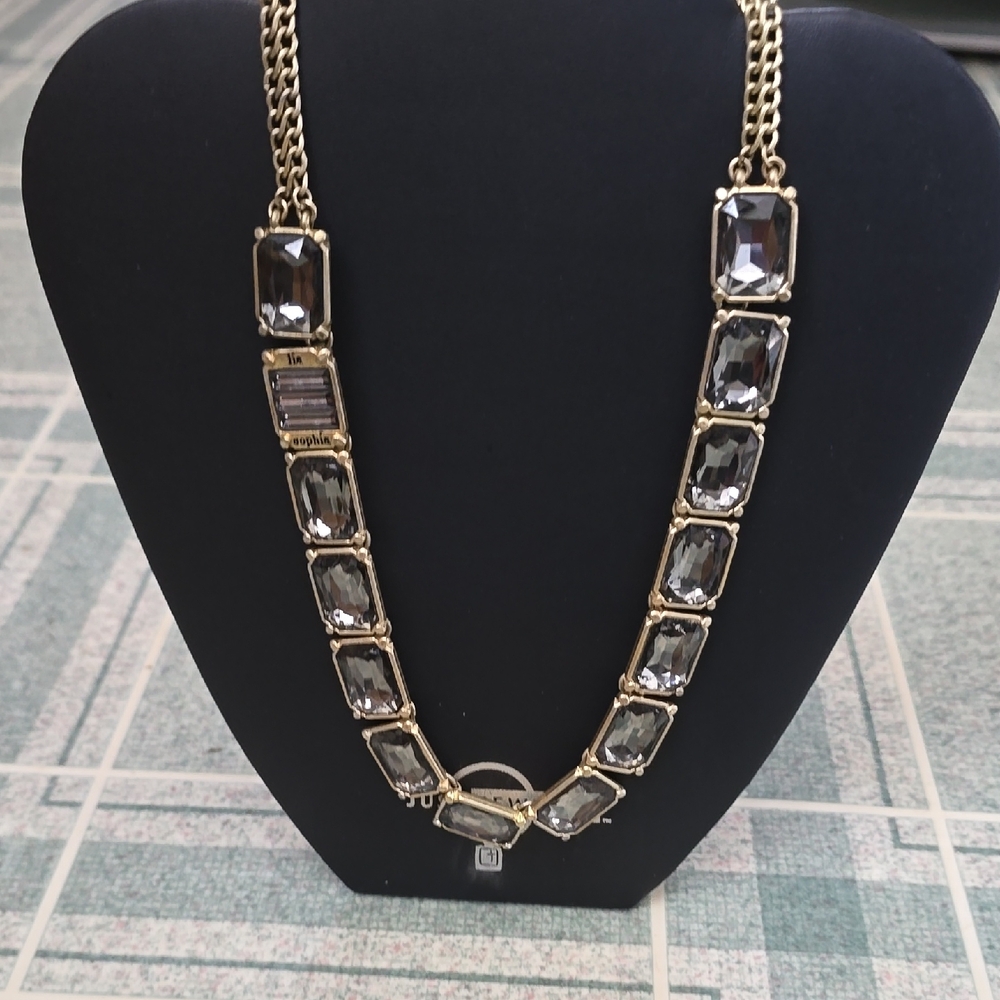 Lia Sophia Gold-Tone Necklace with Smoky Gray Crystals